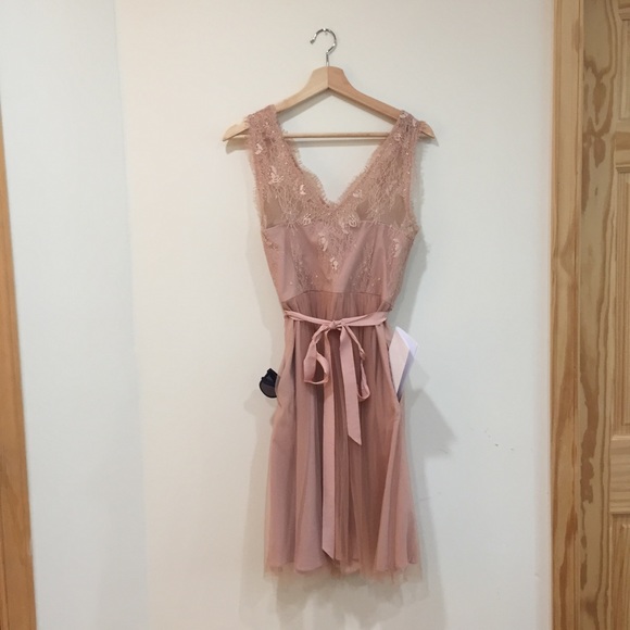 Anthropologie Light Pink Lace Bridesmaid Dress - Picture 4 of 4